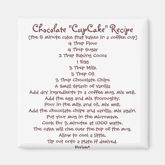 マグカップレシピチョコレート「カップケーキ」 – マグネット (正面)