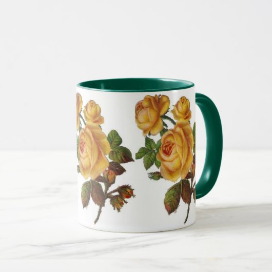 マグカップヴィンテージフローライエローローズグリーン マグカップ (正面右)
