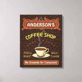 マグカップ付きコーヒーショップ独自のパーソナライズされた作成 キャンバスプリント