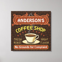 マグカップ付きコーヒーショップ独自のパーソナライズされた作成 キャンバスプリント