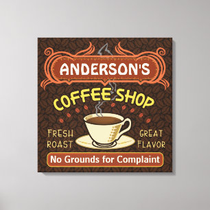 マグカップ付きコーヒーショップ独自のパーソナライズされた作成 キャンバスプリント