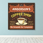 マグカップ付きコーヒーショップ独自のパーソナライズされた作成 キャンバスプリント (インサイチュ (ウッドフロア))