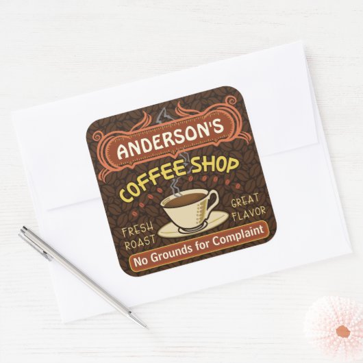 マグカップ付きコーヒーショップ独自のパーソナライズされた作成 スクエアシール (封筒)