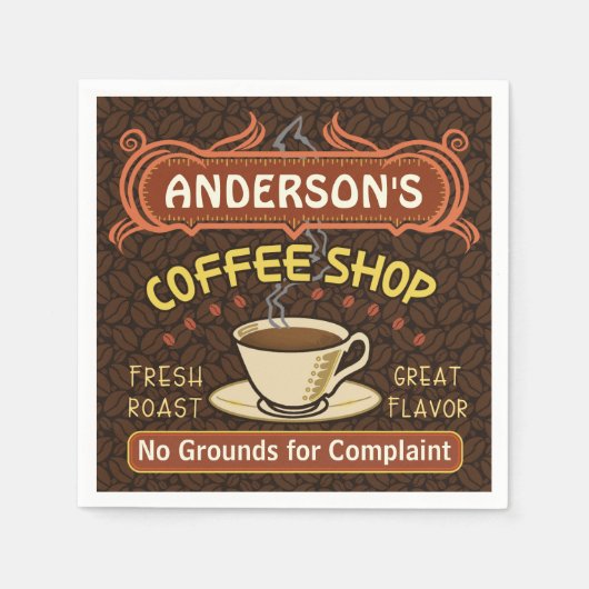 マグカップ付きコーヒーショップ独自のパーソナライズされた作成 スタンダードカクテルナプキン (正面)
