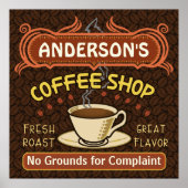 マグカップ付きコーヒーショップ独自のパーソナライズされた作成 ポスター (正面)