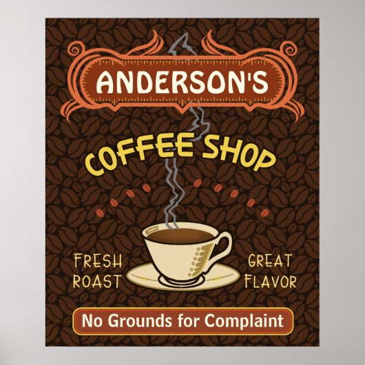 マグカップ付きコーヒーショップ独自のパーソナライズされた作成 ポスター (正面)