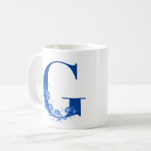 マグカップ付きモノグラムフローラ文字D コーヒーマグカップ (正面左)