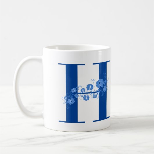 マグカップ付きモノグラムフローラ文字H コーヒーマグカップ (左)