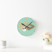 マグカップ付き漫画「コーヒーのカップ」 ラウンド壁時計 (ホーム)