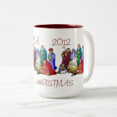 マグカップ出生シーン三パーソナライズされた色キリメリースト ツートーンマグカップ (正面右)