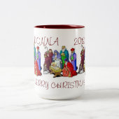 マグカップ出生シーン三パーソナライズされた色キリメリースト ツートーンマグカップ (中央)