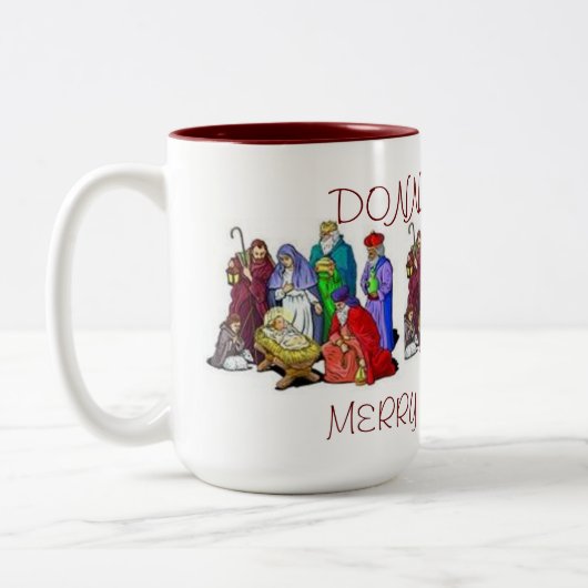 マグカップ出生シーン三パーソナライズされた色キリメリースト ツートーンマグカップ (左)