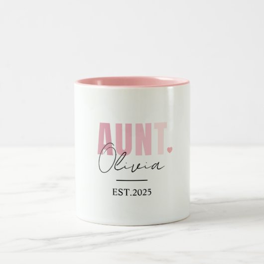 マグカップ叔母に昇進する | 名前をカスタムするおよびEST年度 ツートーンマグカップ (中央)