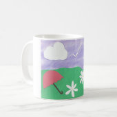 マグカップ自然グリーングラスとデイジーのシーン コーヒーマグカップ (正面左)