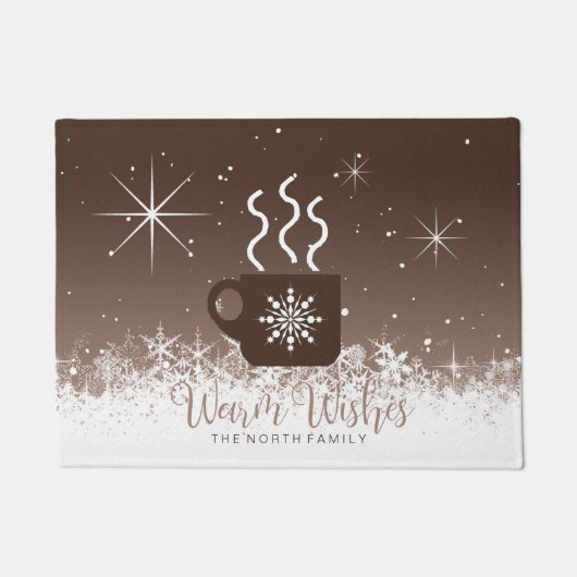 マグカップ蒸しホットドリンク付縁ど/雪茶色ID595 ドアマット (正面)