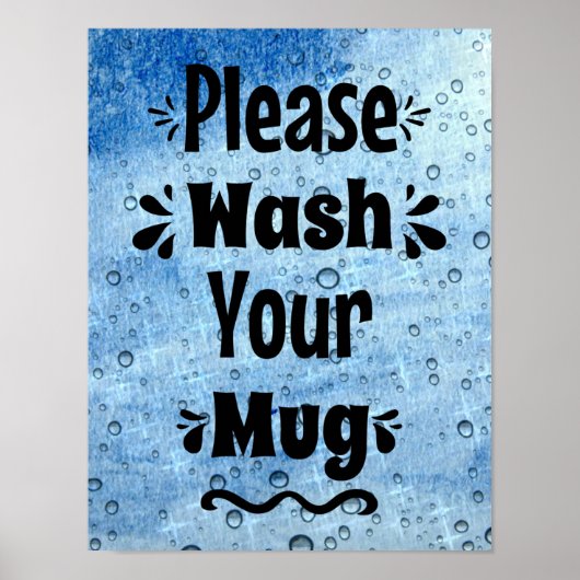 マグカップ、オフィス共有キッチンの看板を洗いなさい ポスター (正面)