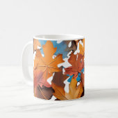 マグカップ&カエデの葉付き。美しい可愛いセット コーヒーマグカップ (正面左)