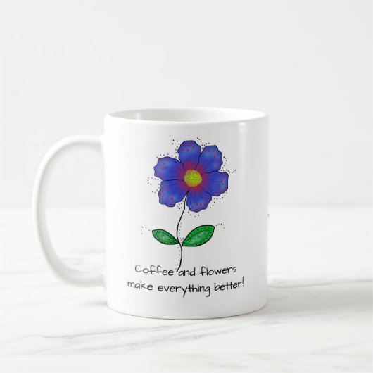 マグカップ "コーヒーとお花で毎日がもっと素敵に！" (左)