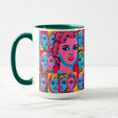 マグカップ&シール付き女性の顔イラストレーションオン マグカップ (左)