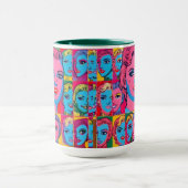 マグカップ&シール付き女性の顔イラストレーションオン マグカップ (中央)