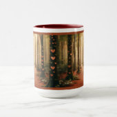 マグカップ – ハート付き森のシーン (中央)