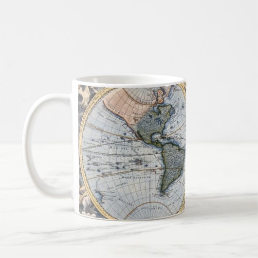 マグカップ - ビンテージ世界地図 (左)