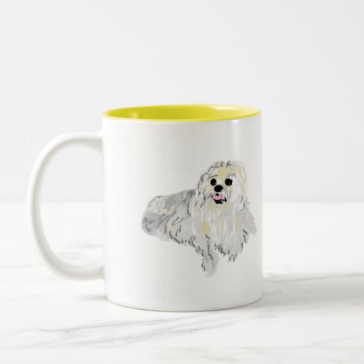 マグカップ:ポメラニア犬 ツートーンマグカップ (左)