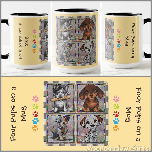マグカップ - マグカップに4匹の子犬