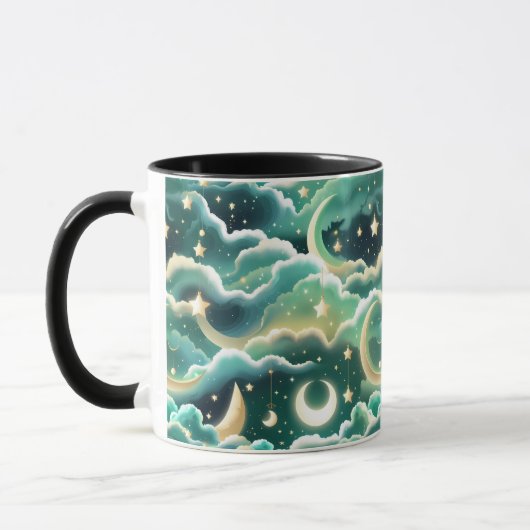 マグカップ - ミントグリーンの月の天体 (左)