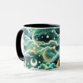 マグカップ - ミントグリーンの月の天体 (正面左)