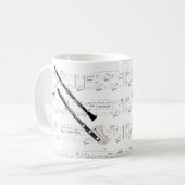 マグカップ – 楽譜とクラリネット (正面左)