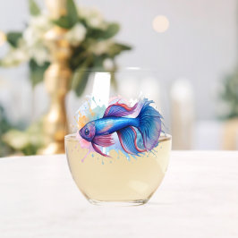 マグカップ - 水彩シリーズ: ベタの魚 ステムなしワイングラス