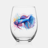 マグカップ - 水彩シリーズ: ベタの魚 ステムなしワイングラス (正面)