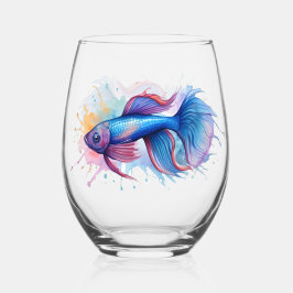 マグカップ - 水彩シリーズ: ベタの魚 ステムなしワイングラス