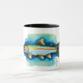 マグカップ – 水彩シリーズ：マス/サケ (中央)