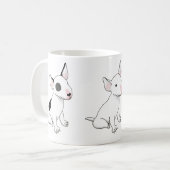 マグカップ - 白いブルテリアの子犬3匹 (正面左)