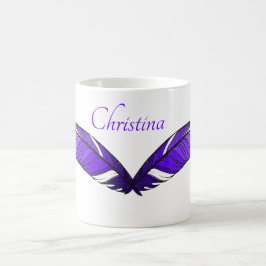 マグカップ – 紫の羽と名前