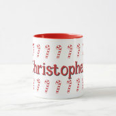 マグカップ – Red Candy Canes with Name (中央)