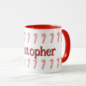 マグカップ – Red Candy Canes with Name (正面右)