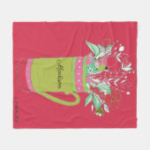 マグカラフルの女性の赤い花 フリースブランケット (正面(横))