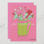 マグカラフルカードでピンク色の花が咲く シーズンカード (正面/裏面)