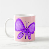 マグガールズキッズピンクパープルカラー2蝶 コーヒーマグカップ (左)
