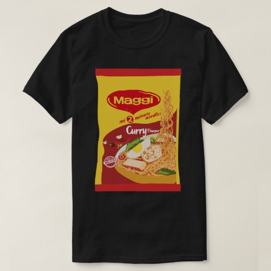 マグギヌードル2分パックカレー風味ステッカー。 Tシャツ (デザイン正面)