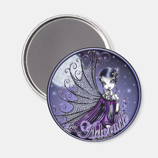 マグギー夕暮れムーンかわいい妖精マグネット マグネット (正面/裏面)