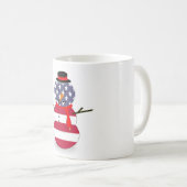 マグクリスマス愛国心雪だるま国旗USA コーヒーマグカップ (正面右)