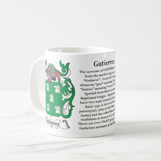 マググティエレス家族の紋章付き外衣 コーヒーマグカップ (正面左)