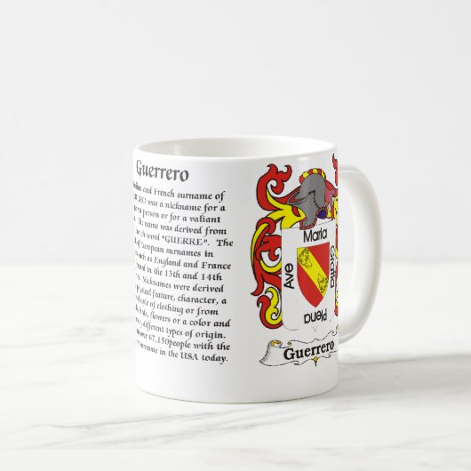 マグゲレーロ州家族の紋章付き外衣 コーヒーマグカップ (正面右)