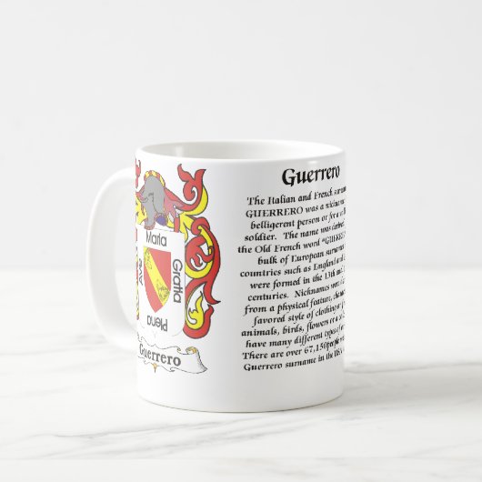 マグゲレーロ州家族の紋章付き外衣 コーヒーマグカップ (正面左)