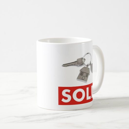 マグコーヒティーカップ不動産仲介業者紅白販売標識 コーヒーマグカップ (正面右)