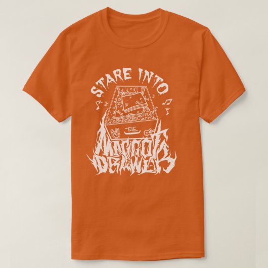 マグゴットの引き出しを見詰める Tシャツ (デザイン正面)